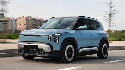 Kia EV2 driving, front view