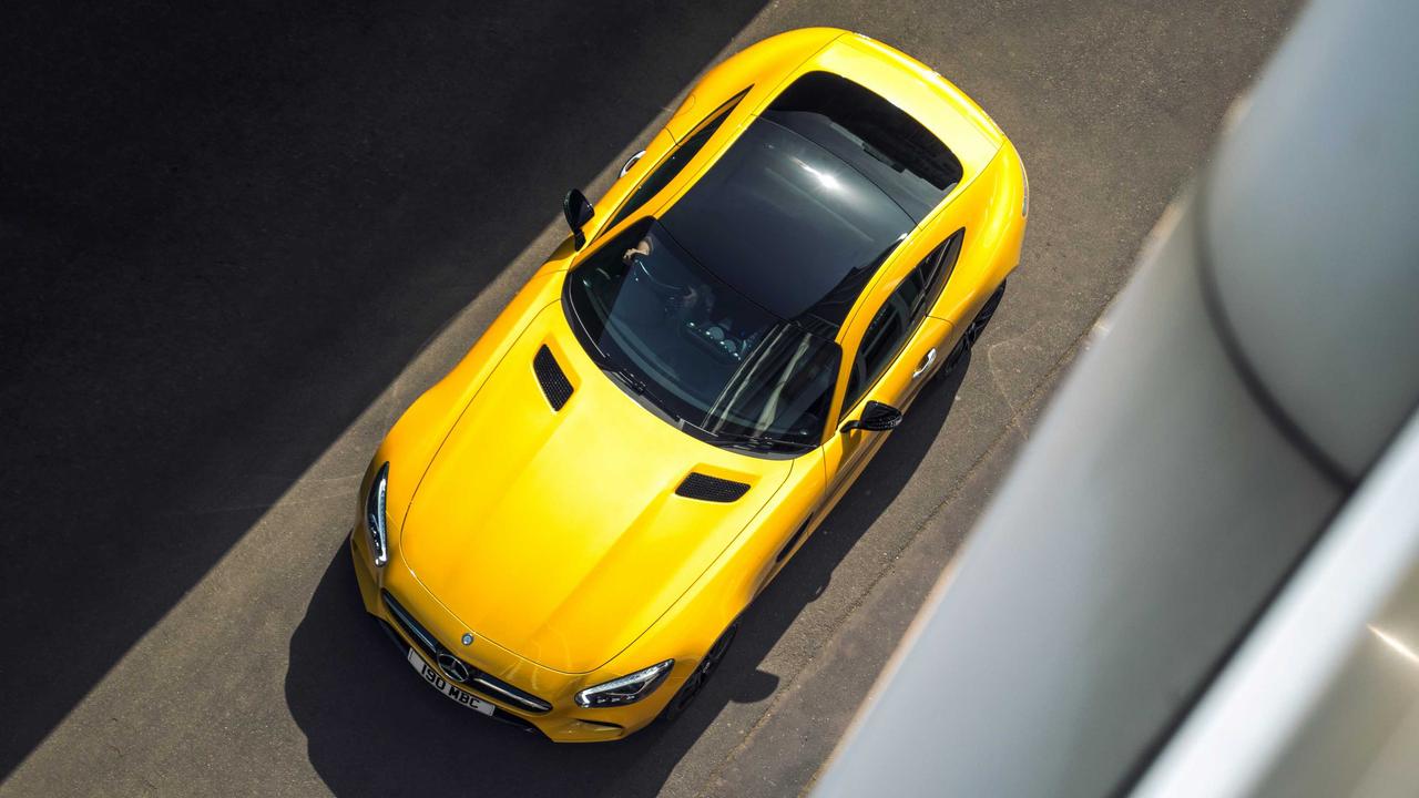 Mercedes AMG GT in yellow, top view