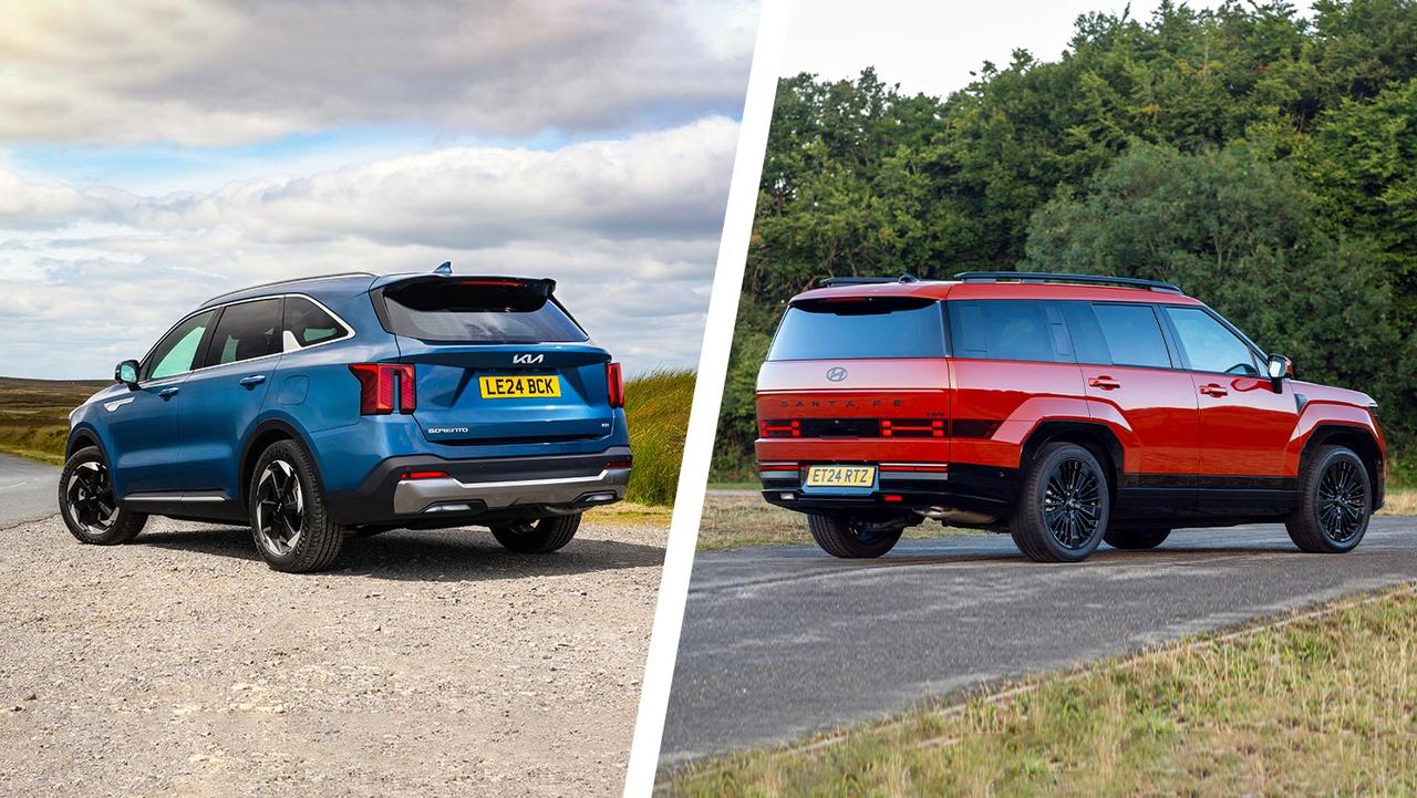 Kia Sorento vs Hyundai Santa Fe – rear three quarter
