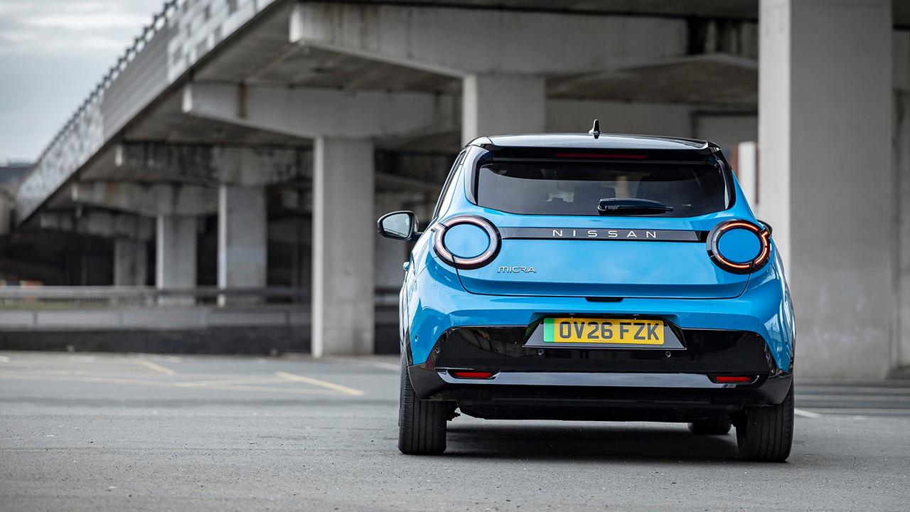 Nissan Micra in blue, static rear shot