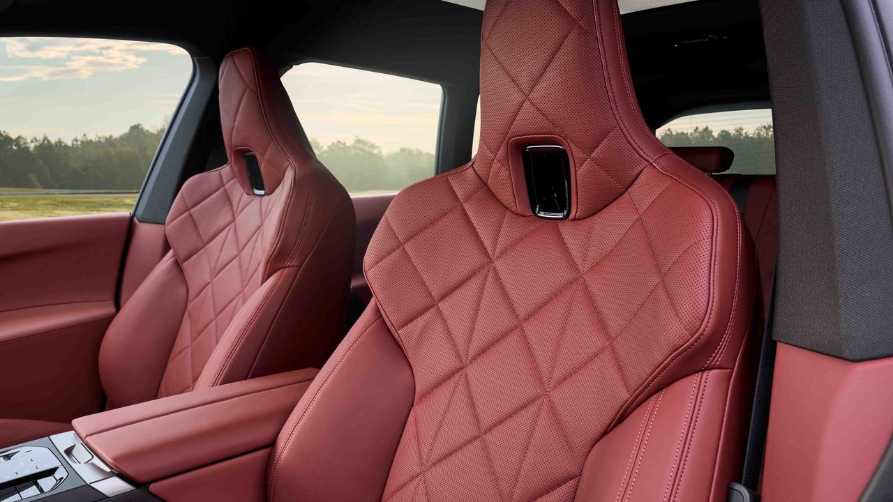 BMW iX seats in dark red