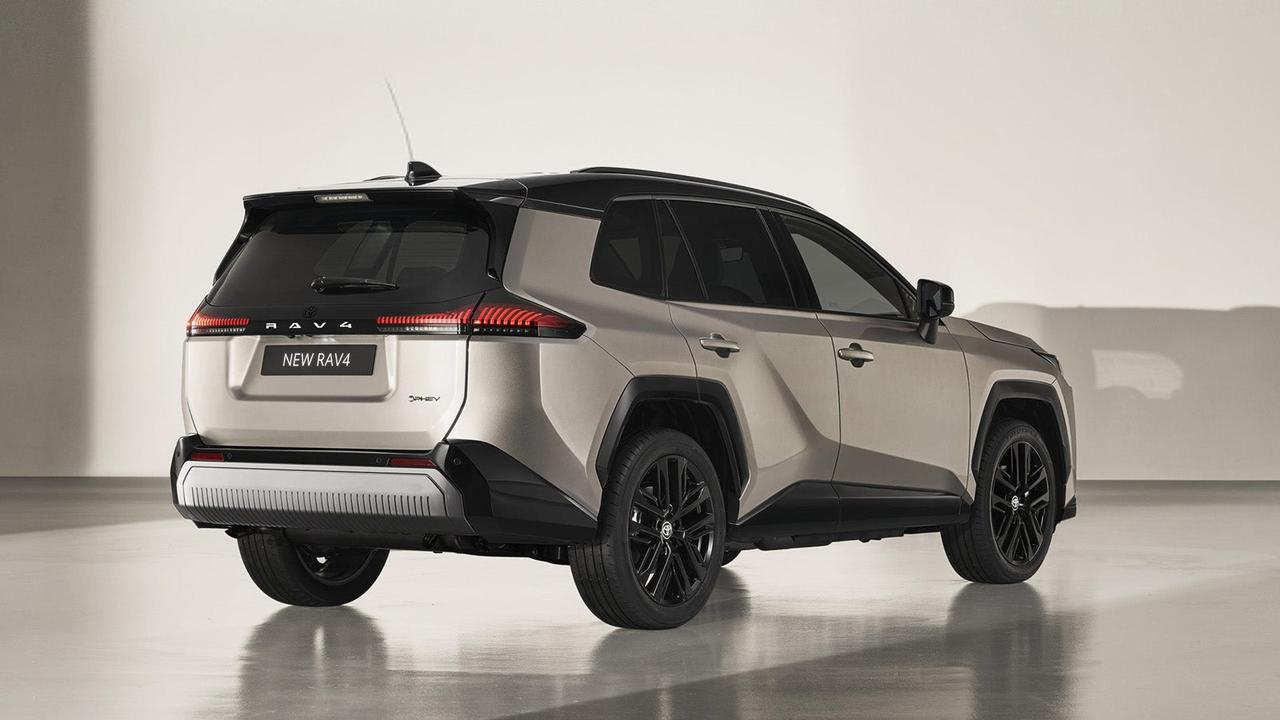 Toyota RAV4 in gold, rear three quarter