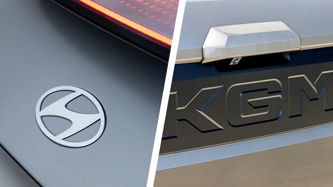 Hyundai and KGM badges, side-by-side
