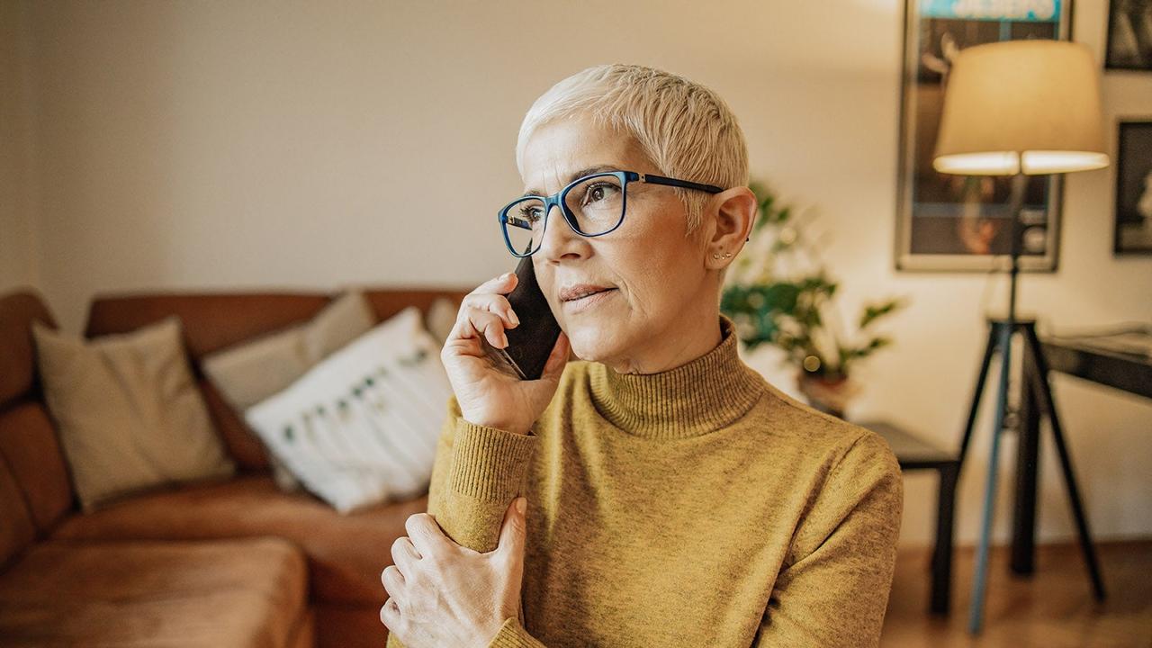 Lady on phone concerned