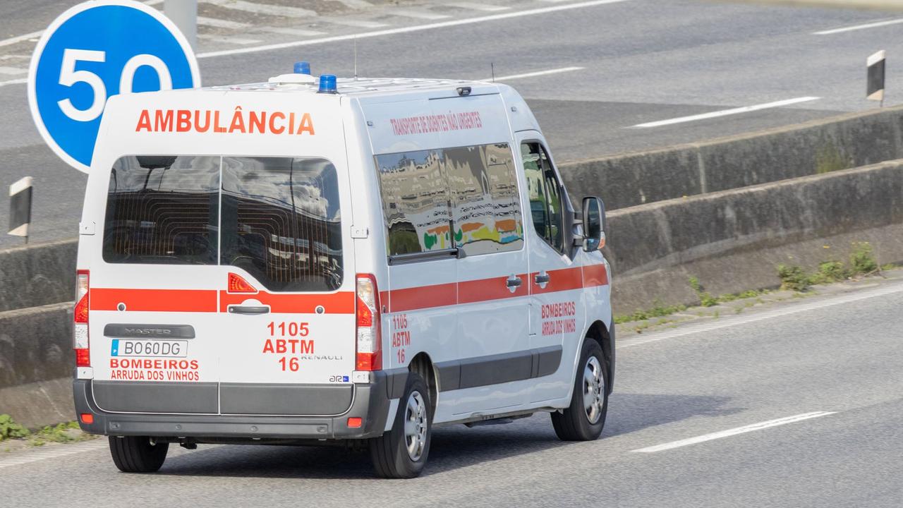 Portuguese ambulance driving on motorway