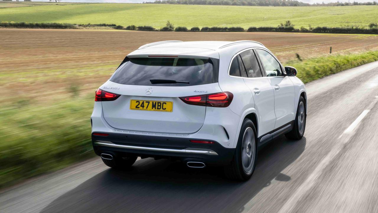 Mercedes GLA driving, rear view
