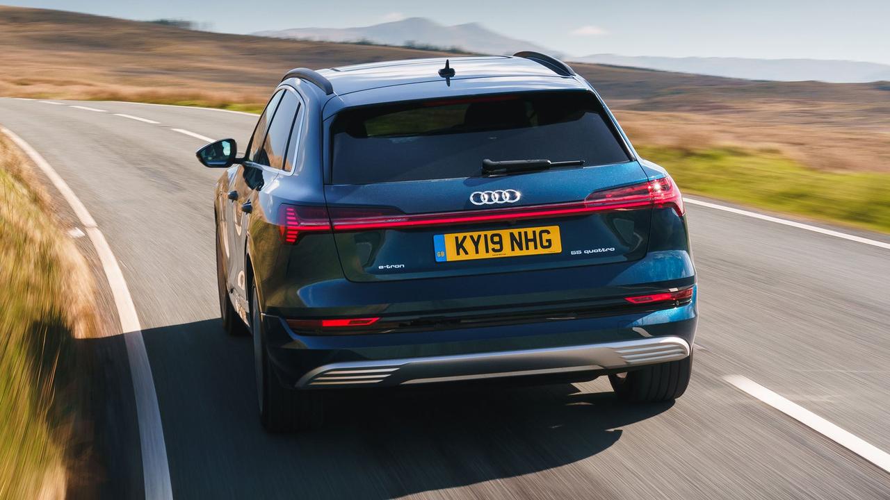 Audi e-tron driving rear view