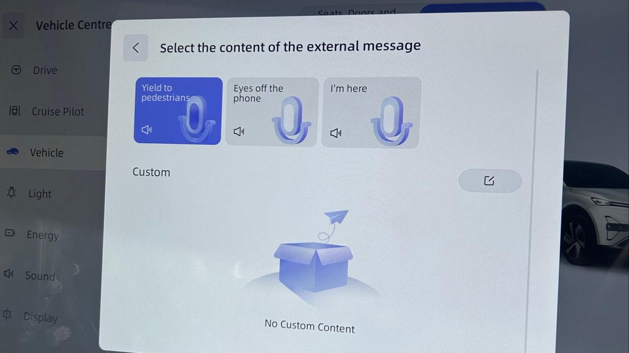 Changan Deepal S05 external speaker menu