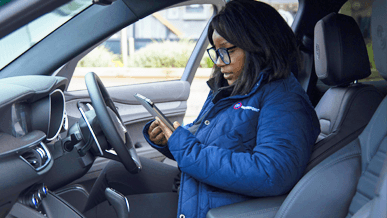 vehicle interior being inspected