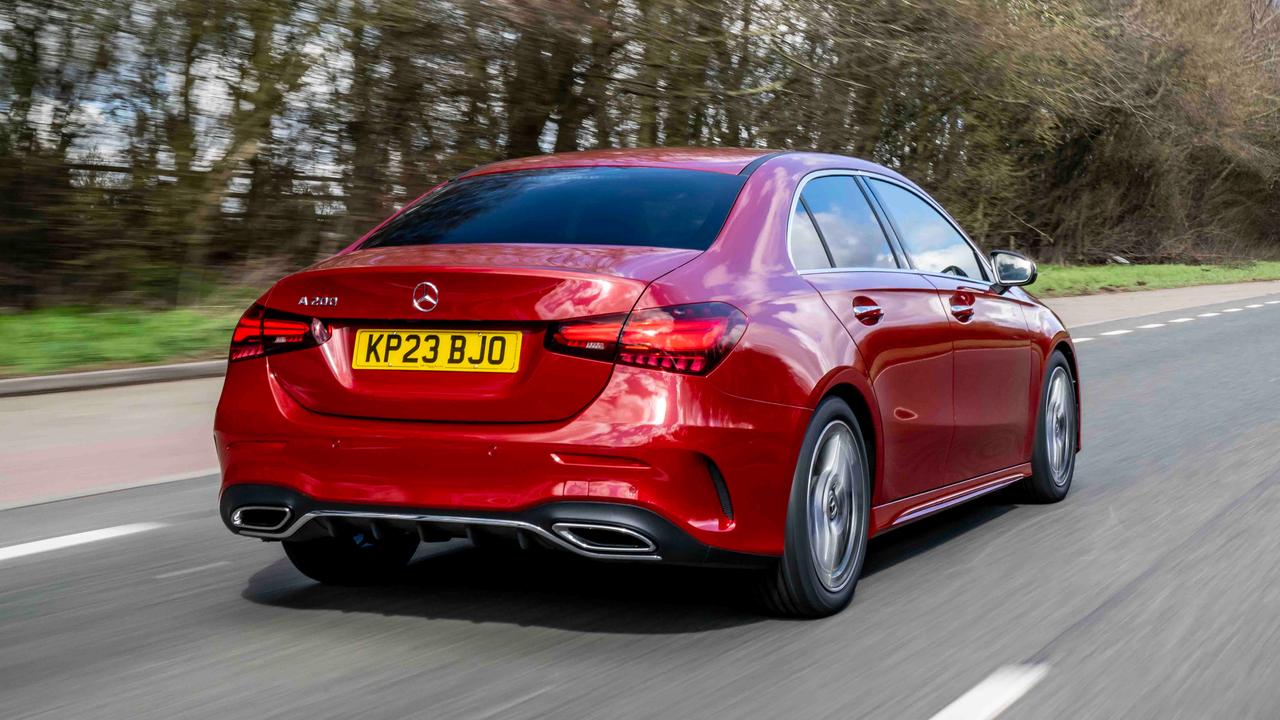 Mercedes A-Class saloon driving rear view