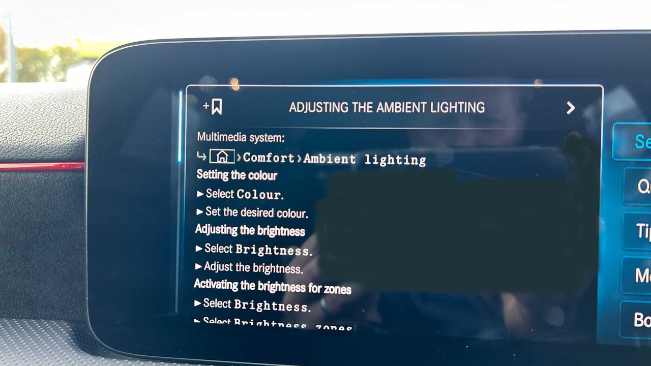 Mercedes A-Class ambient lighting instructions in online handbook