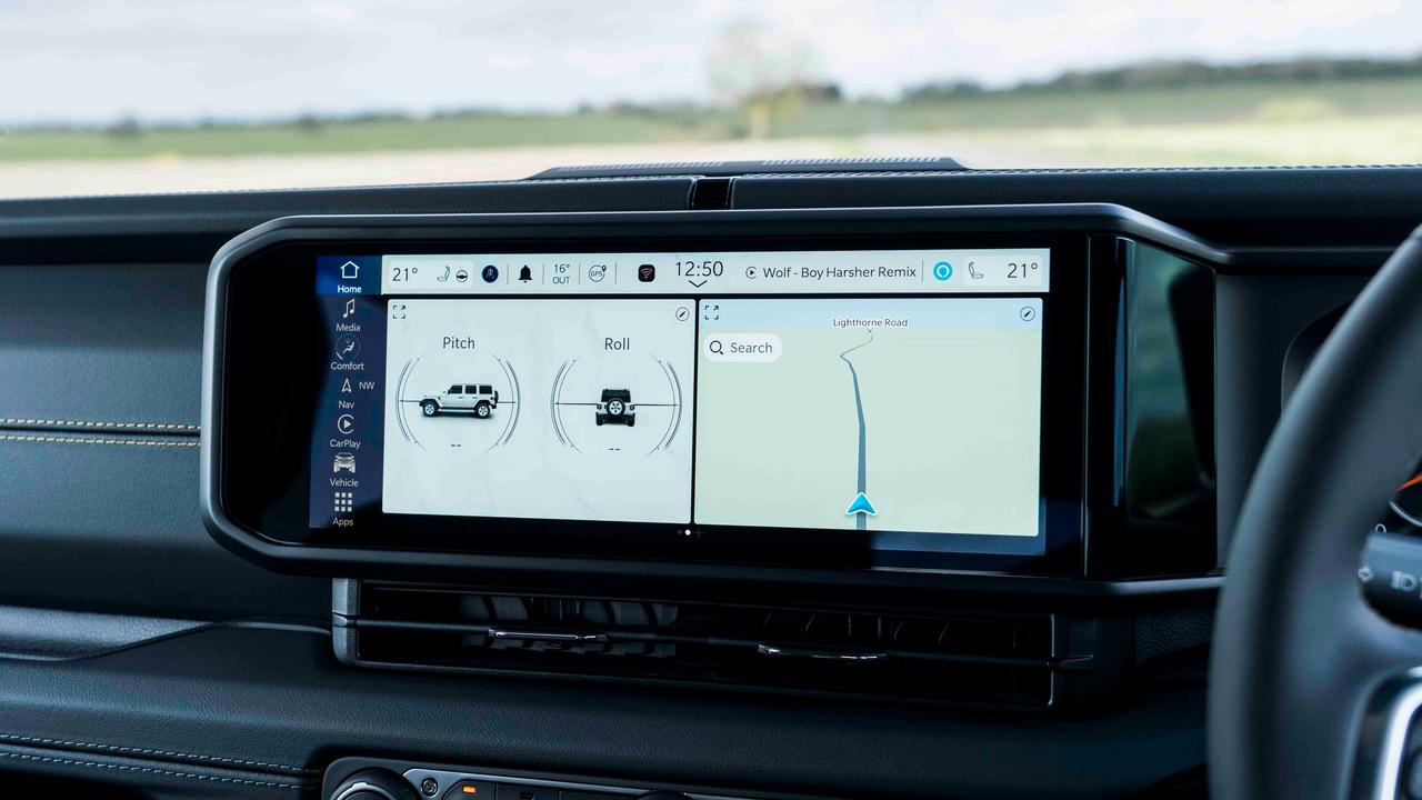 Jeep Wrangler touchscreen with off-road pack
