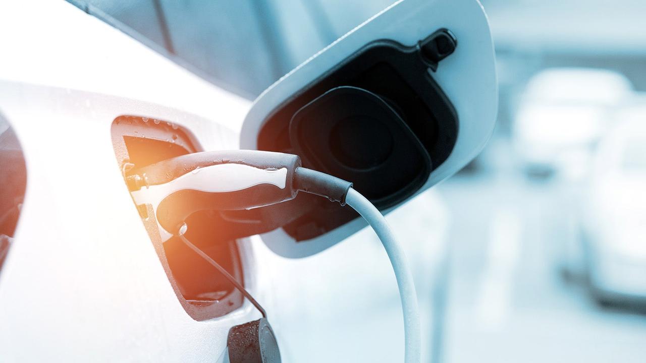 EV charging port close up