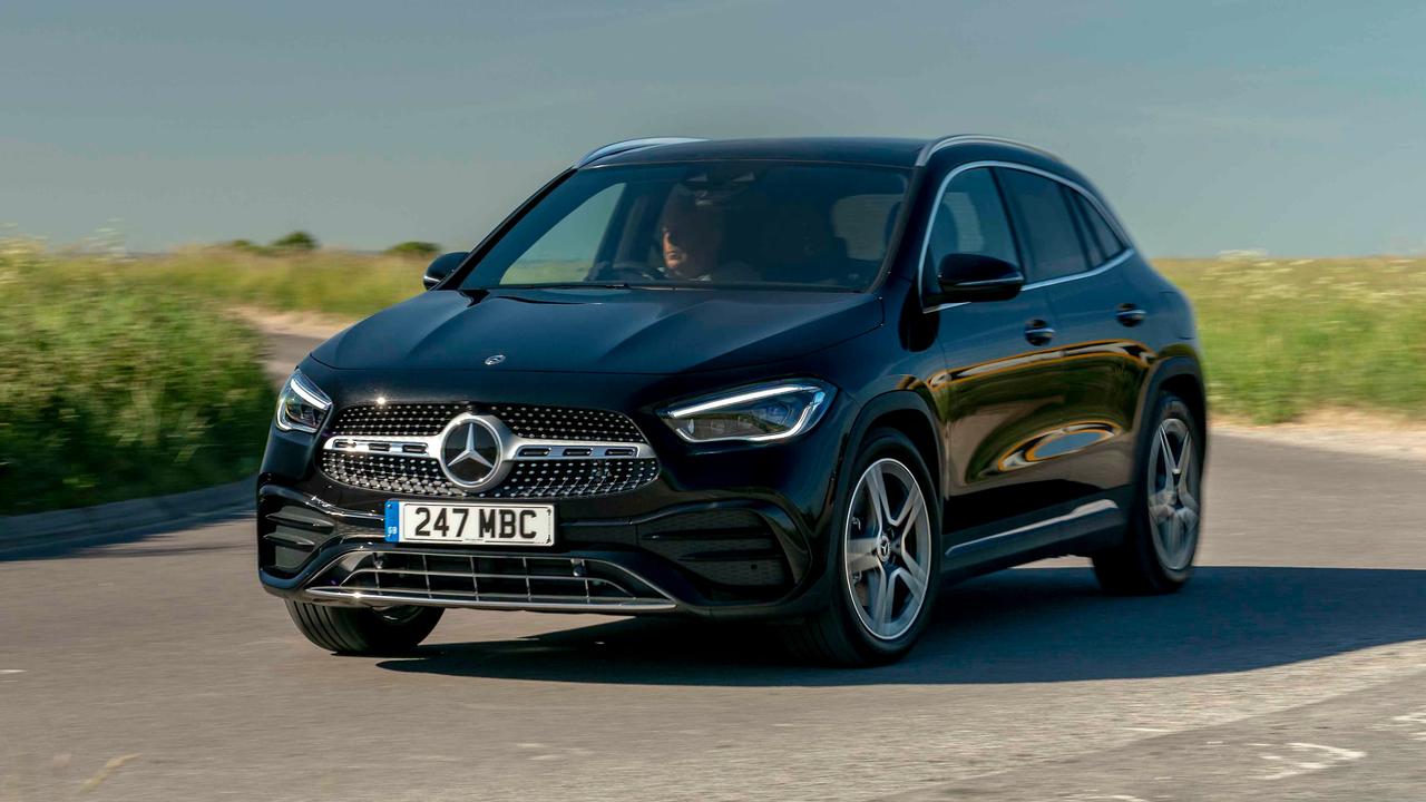 Black Mercedes GLA driving