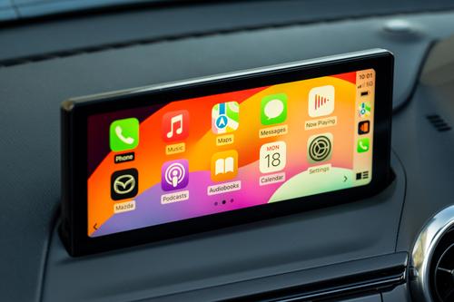 Apple CarPlay showing on the 2024 Mazda MX-5's infotainment screen
