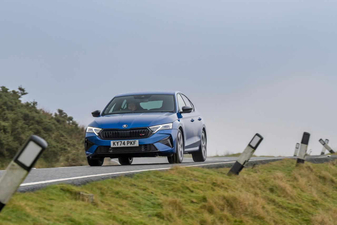 2025 Skoda Octavia vRS hatch driving low 2