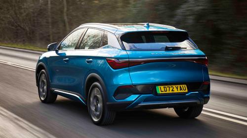 BYD Atto 3 driving rear view