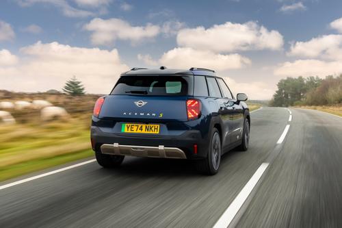 Mini Aceman blue rear three quarters driving