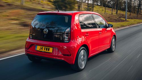 Volkswagen Up driving rear view