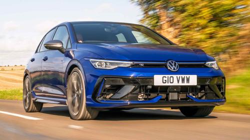 VW Golf R driving front view