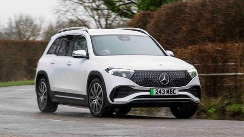 Mercedes EQB driving around corner