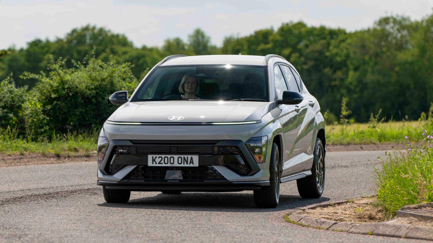 Hyundai Kona driving front view